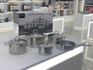 سرویس قابلمه استیل زیو اصل(درب استیل) مدل Z_1495