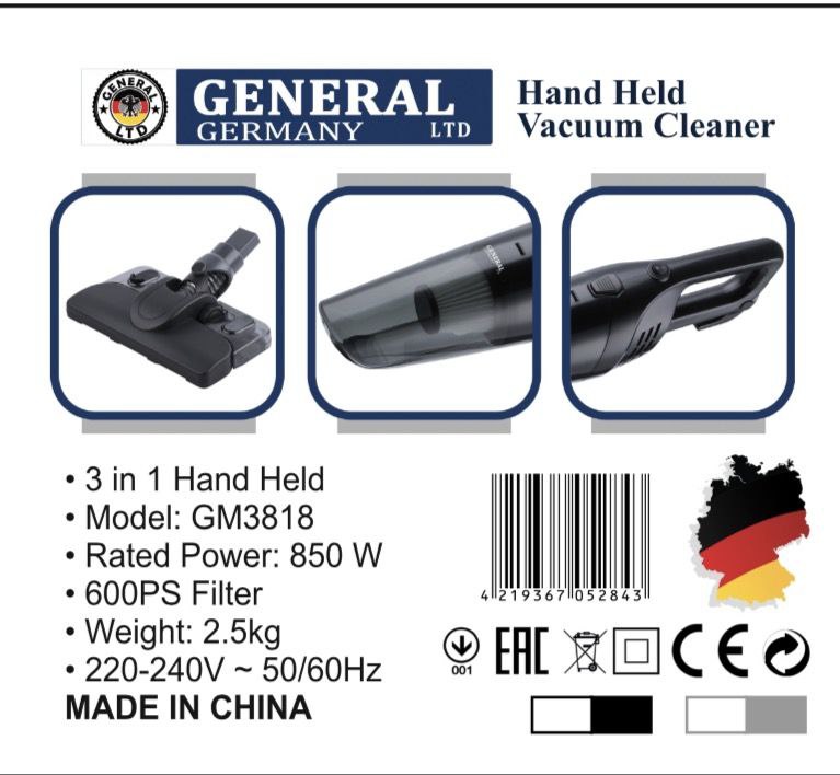 جاروبرقی پرتابل جنرال آلمان مدل GM3818