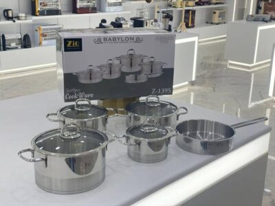 سرویس قابلمه استیل زیو اصل(درب شیشه) مدل:Z_1395 